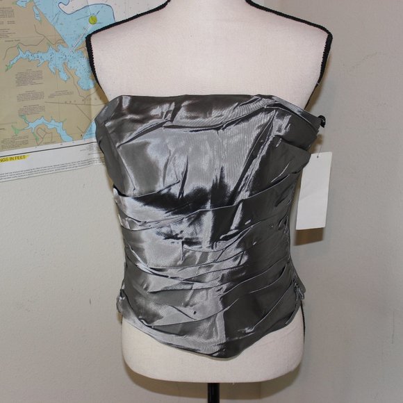 NWT "CHICA'S" GRAY SATIN BUSTIER SZ XL - Picture 1 of 9